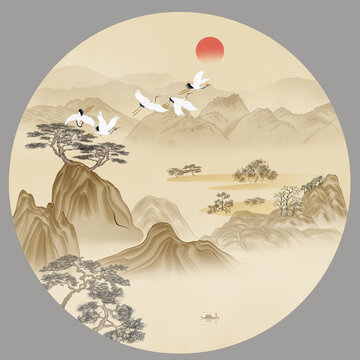 金色山水画