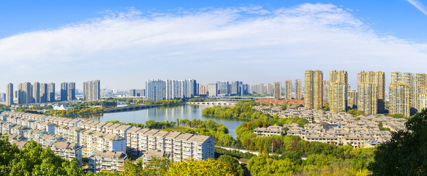 绍兴城市风光全景