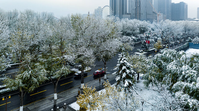 中国长春城区雪后风景