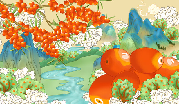 原漿沙棘插畫