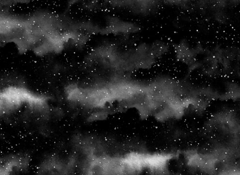 大自然水彩風(fēng)景水彩夜空