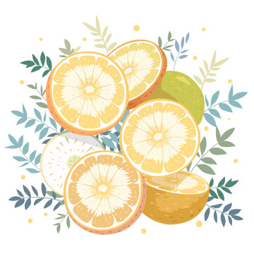 橙子元素插畫圖案