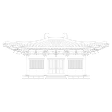 唐風(fēng)廡殿立面線稿