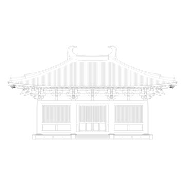 唐風廡殿正立面線稿