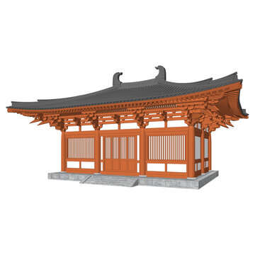 唐風(fēng)廡殿軸測效果