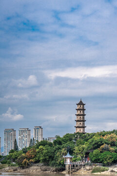 浙江省温州市江心寺建筑风景