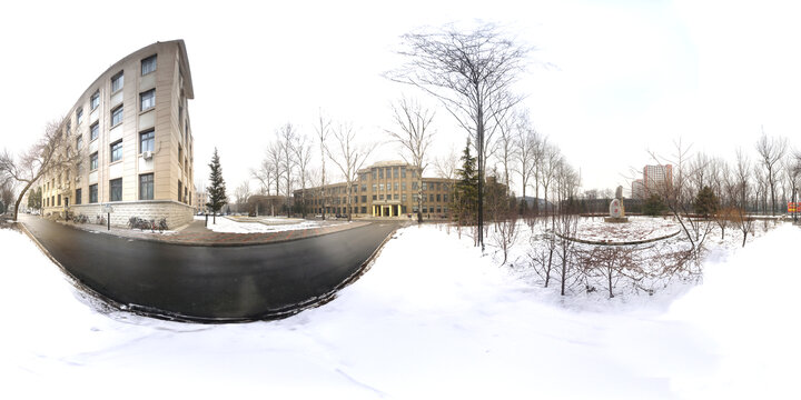 中国农业大学教一楼360雪景