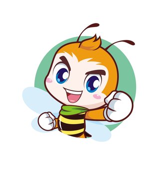卡通可愛小蜜蜂緊握雙拳半身