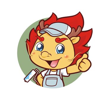 卡通可愛小龍裝修工半身