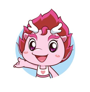 卡通可愛小龍妹做邀請(qǐng)動(dòng)作半身