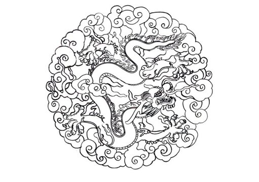 線稿手繪插畫龍圖案春節(jié)素材