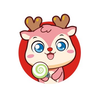 卡通可愛(ài)小鹿拿棒棒糖半身
