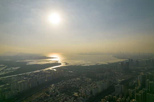 粤港澳大湾区建筑高楼深圳湾大海