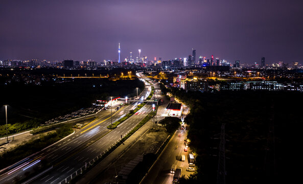 广州天际线夜景航拍