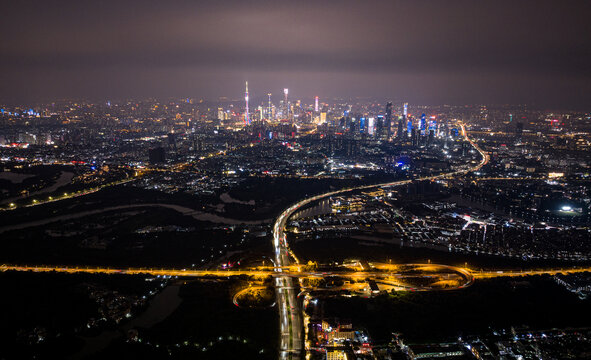 广州天际线夜景全景