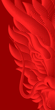 紅色背景龍插圖
