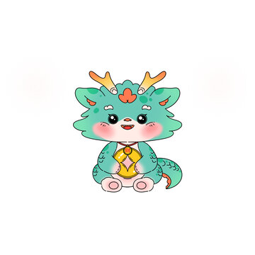 一只抱著銅錢的綠色龍