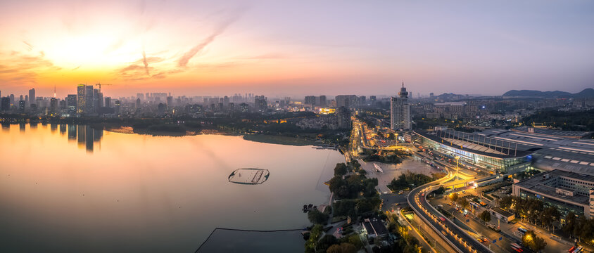 航拍南京老城夜景