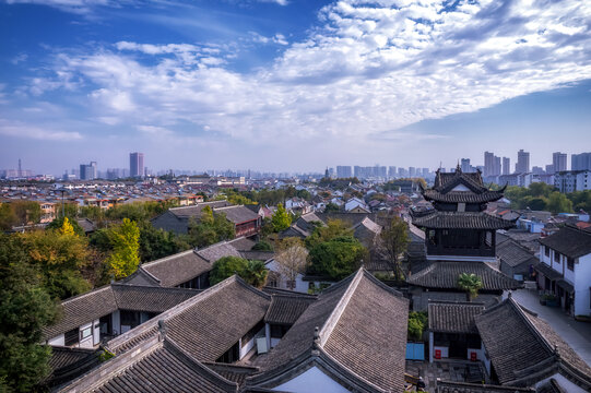 航拍高邮盂城驿景区