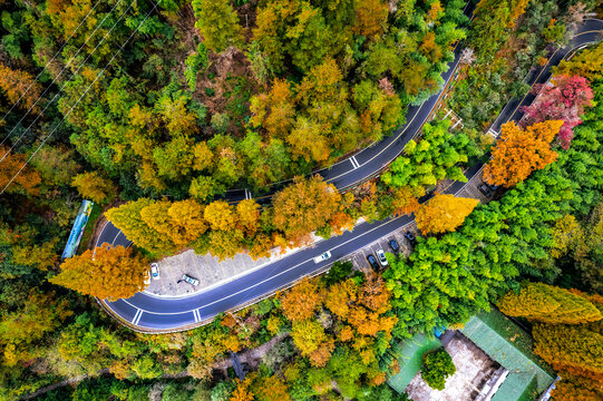 航拍户外山区盘山公路