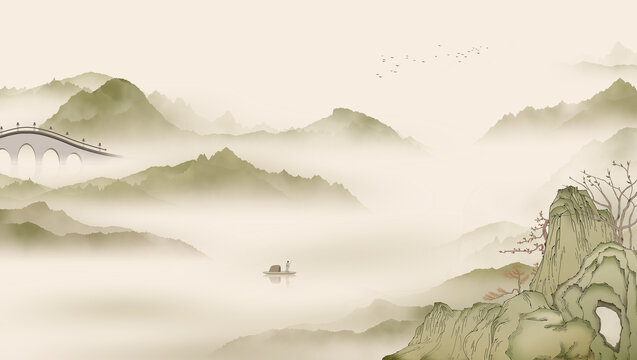 國(guó)潮中式山水