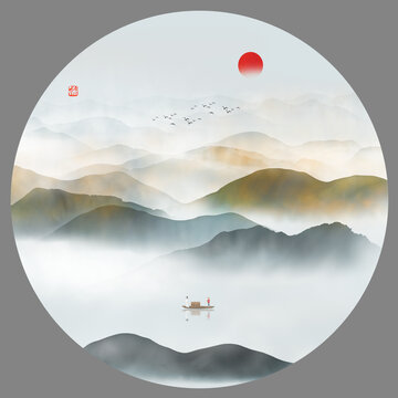 圓形山水畫