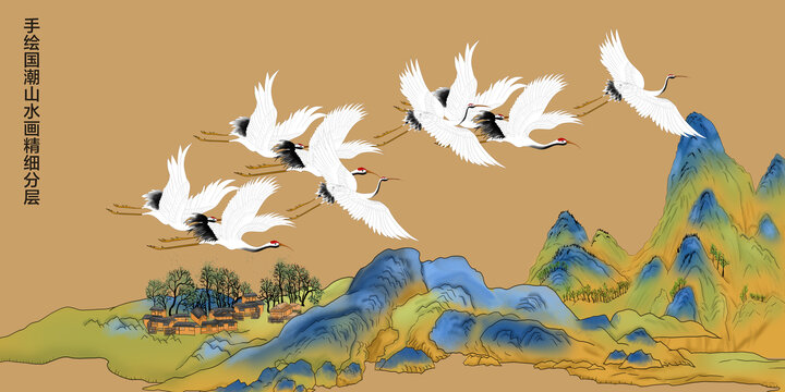 高端國潮山水畫