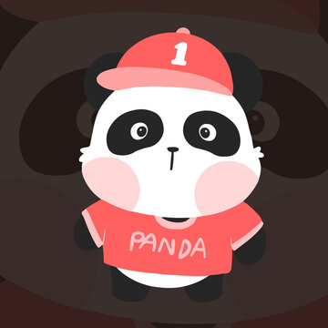 大熊猫带着红色帽子