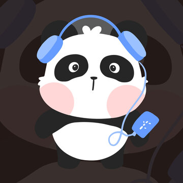 大熊猫听耳机
