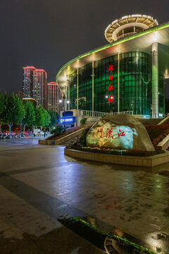 武汉汉口江滩城市夜景