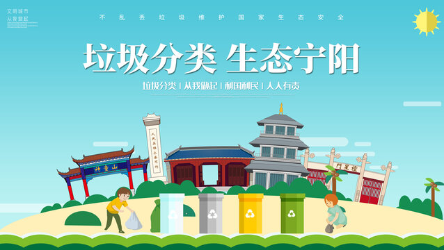 寧陽縣垃圾分類回收海報(bào)展板