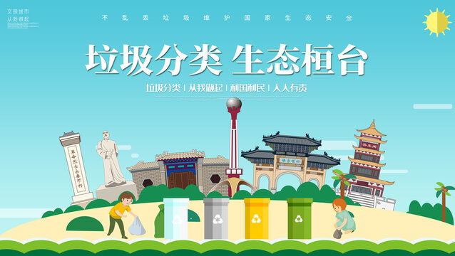 桓台县垃圾分类回收海报展板