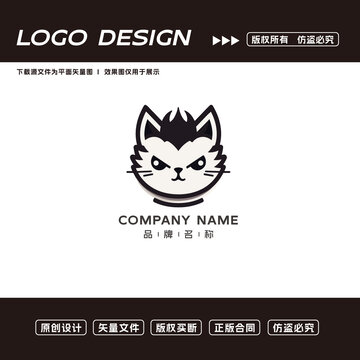 卡通猫吉祥物logo