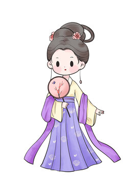 國風手繪Q版古裝漢服女孩