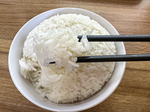 东北白米饭特写