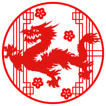 中國風(fēng)龍年剪影窗花