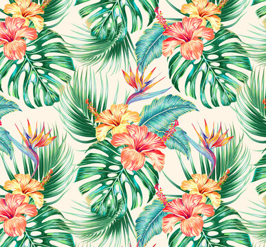 热带花卉女装数码图案