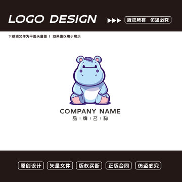 卡通河馬logo標志