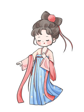 國(guó)風(fēng)手繪Q版古裝漢服女孩