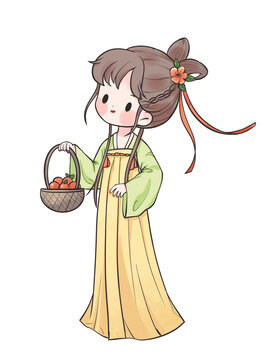 國風手繪Q版古裝漢服女孩