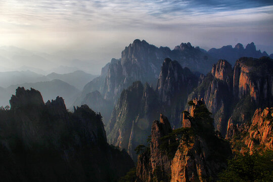 黄山远眺黄山美景