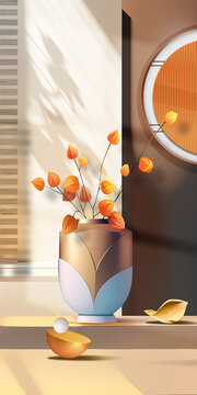 現(xiàn)代清新花卉幾何光影玄關(guān)