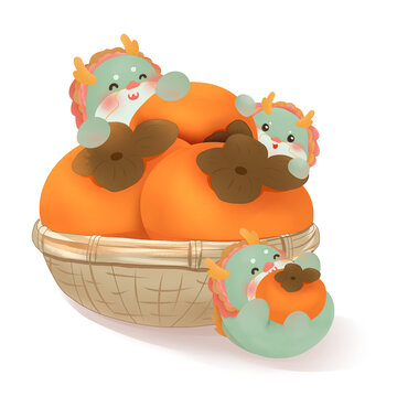 新年柿子龍形象