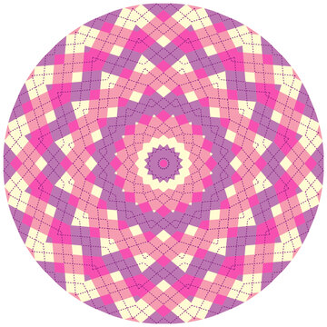 圆形粉色格子布纹图案
