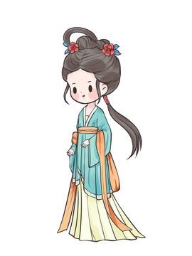 國(guó)風(fēng)手繪Q版古裝漢服女孩
