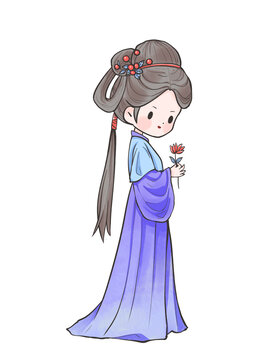 國風手繪Q版古裝漢服女孩