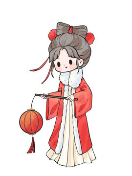 國(guó)風(fēng)手繪Q版古裝漢服女孩