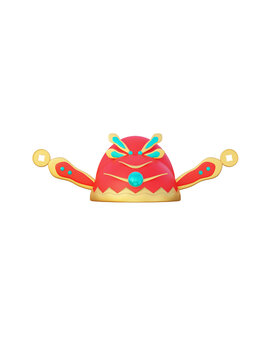 3D新年財(cái)神帽卡通寶石銅錢(qián)官帽