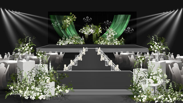 白绿色婚礼效果图