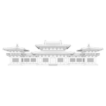 唐風(fēng)古建立面線稿